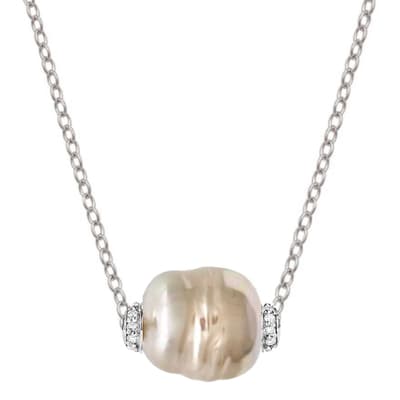 White/Gold Baroque Pearl Cz Necklace