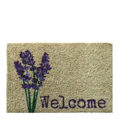Lavender Welcome Handwoven Coconut Fiber Doormat