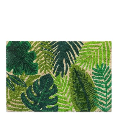 Tropical Leaves Coir Doormat