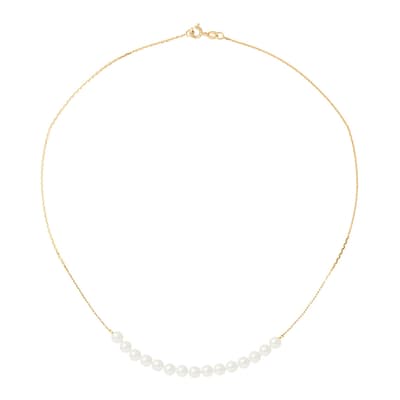 Yellow Gold Necklace with Real Cultured Freshwater Pearls