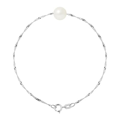 White Gold Bracelet with Real Cultured Freshwater Pearls