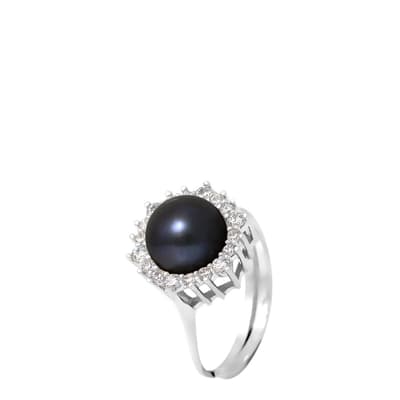 Black Pearl Solitaire Ring 8-9mm