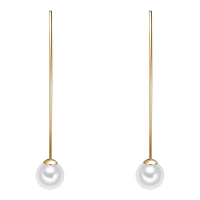 White/Gold Organic Pearl Drop Earrings 8mm