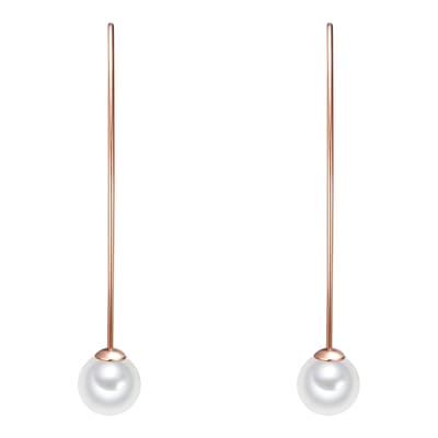 White/Rose Gold Organic Pearl Drop Earrings 8mm