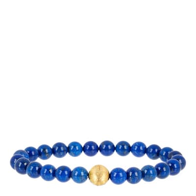 Men's Matt Gold Plated / Blue Lapis Bracelet