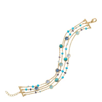 Turquoise and Blue Topaz Gemstone Bracelet