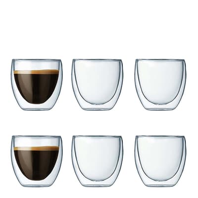 Set of 6 Extra Small Double Wall Glass, 0.08l, 2.5oz
