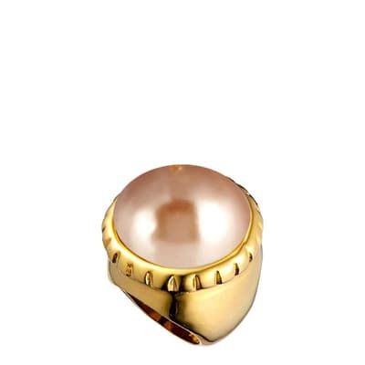 18k Gold Champagne Pearl Statement Ring