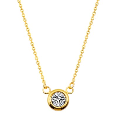 18k Gold Plated Solitaire Pendant Necklace
