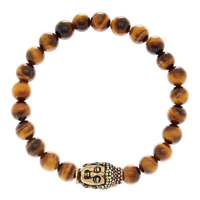 Brown / Gold Tiger Eye Carved Buddha Bracelet