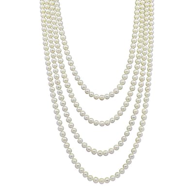 White Endless Long Pearl Necklace