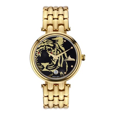 Women's Gold Stainless Steel Tiger Quartz Watch