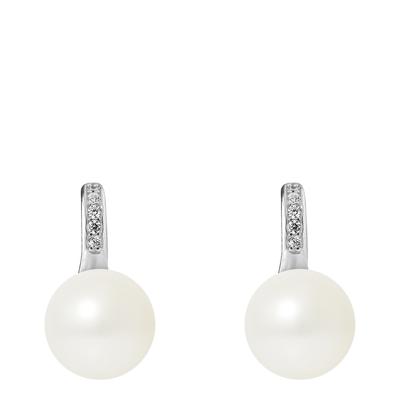 White Pearl Silver Earrings