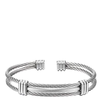Silver Plated Cable Cuff Bangle
