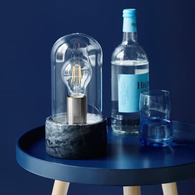 Glass & Marble Siv Table Light, Black