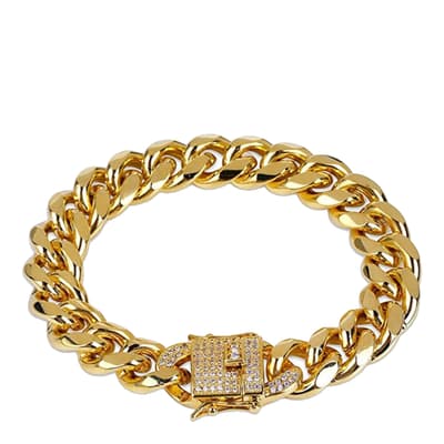18K Gold Link CZ Bracelet