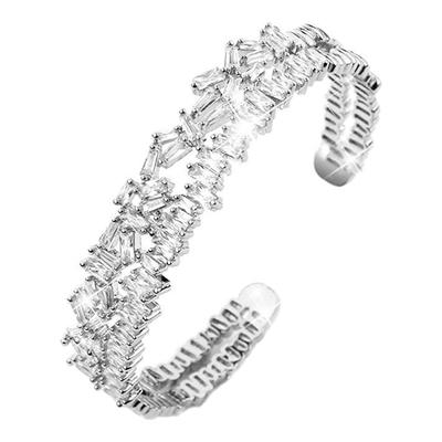 Silver Multi Cz Baguette Cut Bangle