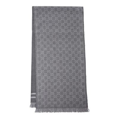 Charcoal Monogram Wool Scarf