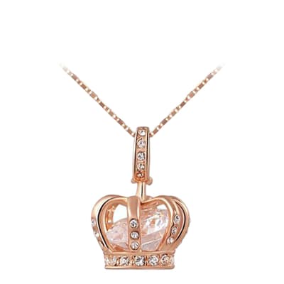 Rose Gold Plated Crown Necklace with Swarovski Crystals