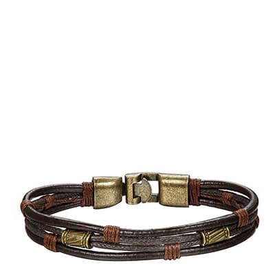 Gold / Brown Leather Bracelet