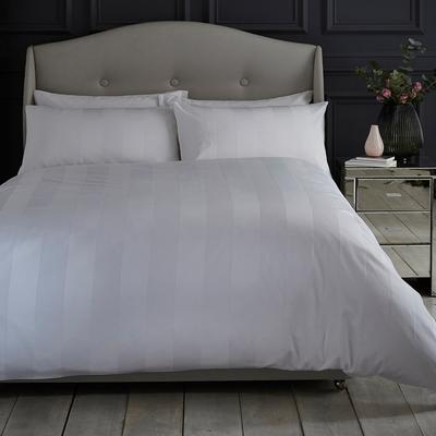Wide Sateen Stripe King Duvet Cover Set, White