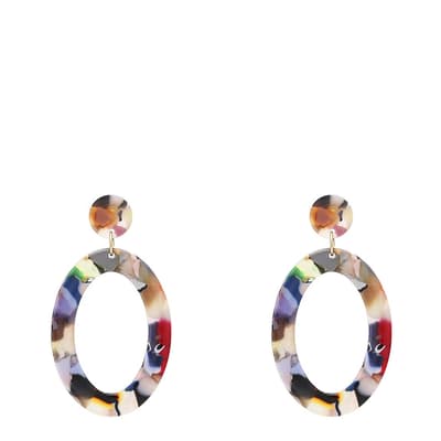 Multi Colour Shell Boho Statement Oval Earrings