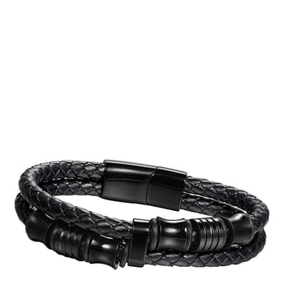 Black Leather Wrap Bracelet