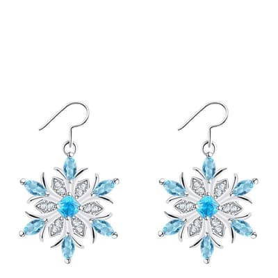 Sapphire Flower Petal Snowflake Earrings with Swarovski Crystals