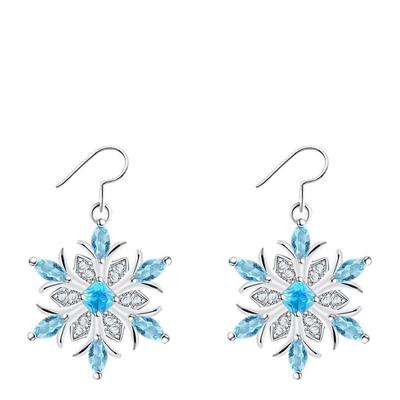Sapphire Flower Petal Snowflake Earrings with Swarovski Crystals