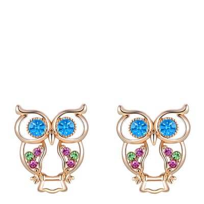 Rose Gold Multi Owl Earrings with Swarovski Crystals