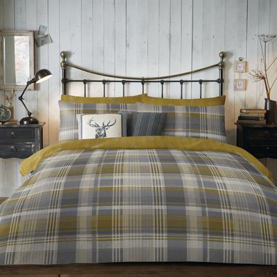 Connolly Check Single Duvet Cover Set, Ochre