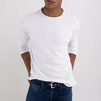 White Raw Long Sleeve T-Shirt