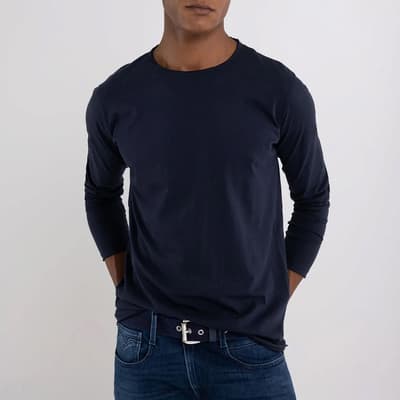 Dark Blue Raw Long Sleeve T-Shirt