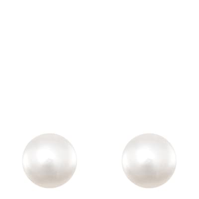 Gold Plated White Pearl Stud Earrings