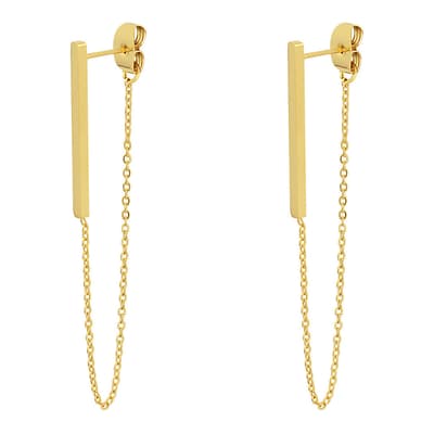 Gold Chain, Long Drop Earrings