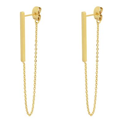 Gold Chain, Long Drop Earrings