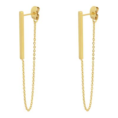 Gold Chain, Long Drop Earrings