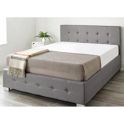 Ashford Natural Linen Double Ottoman Bed, Grey