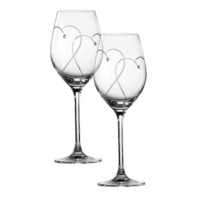 PROMISES Wine Glass Two Hearts Set of 2