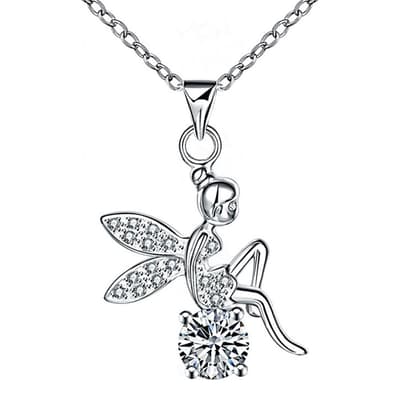 Swarovski Elements Silver Plated Angel Necklace