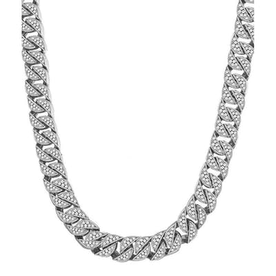 18K Silver Plated CZ Link Necklace