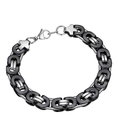 Silver Plated & Black Two Tone Bracelet