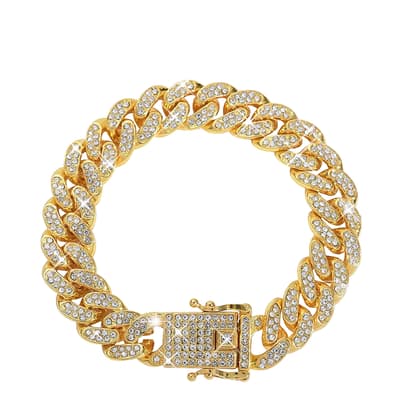 18K Gold CZ Link & Clasp Bracelet