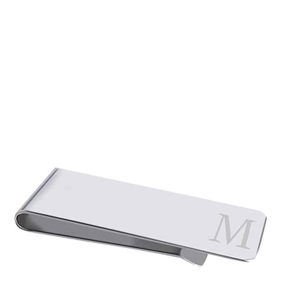 Silver Plated Initial "M" Money Clip