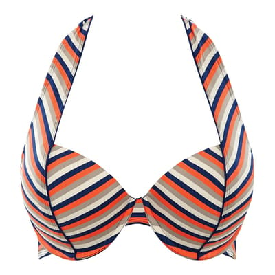 Orange/Multi Summer Halter Bikini Top