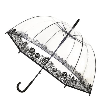 Transparent / Black Flower Birdcage Umbrella