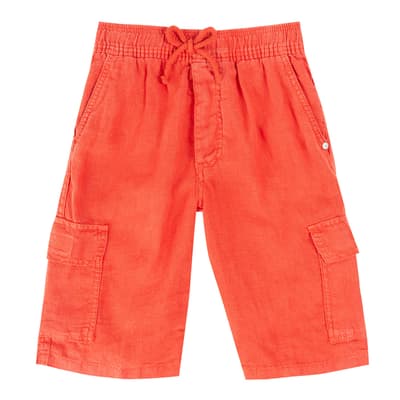 Boy's Poppy Red Linen Baiki Bermuda Shorts