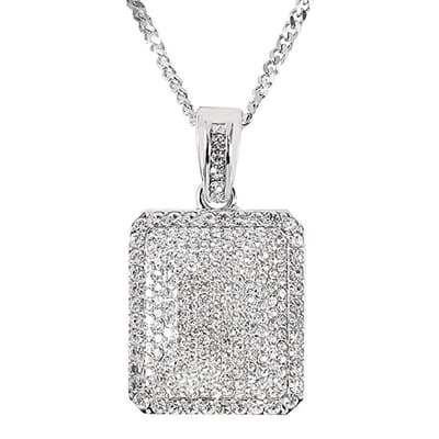 Silver Plated CZ Tag Necklace