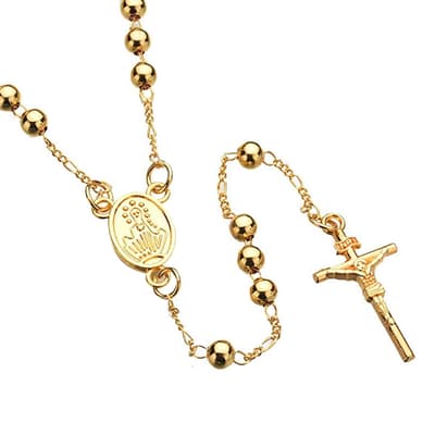 Men's Gold Religious Rosary Necklace