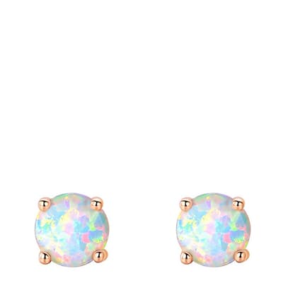 18K Rose Gold Plated White Opal Stud Earrings